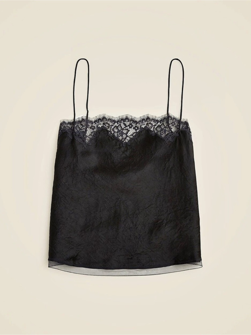 J.Crew Lace Trim Camisole Top in Textured Satin
